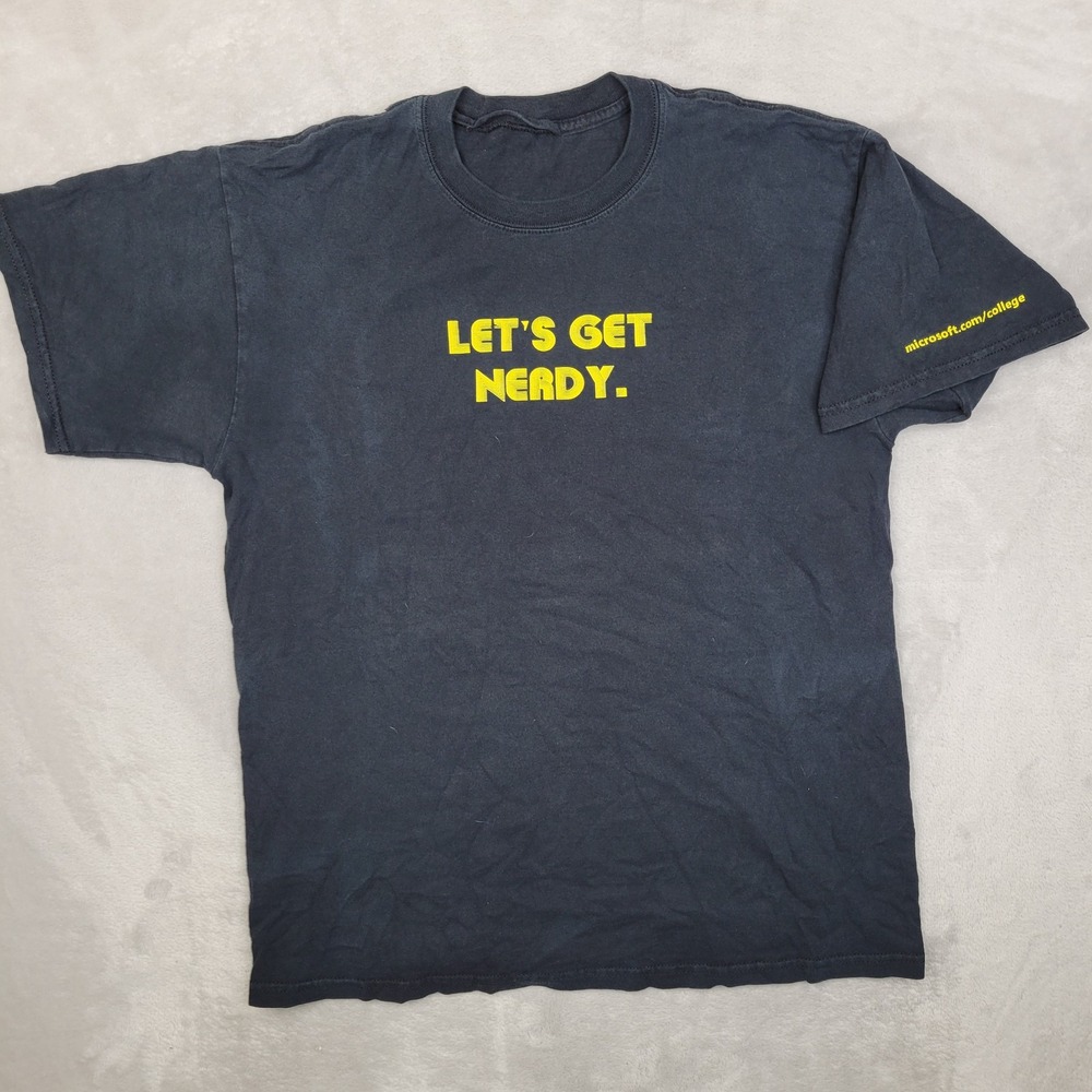 Microsoft Shirt‎ Mens Large Black Let's Get Nerdy College Promo Tee Short Sleeve